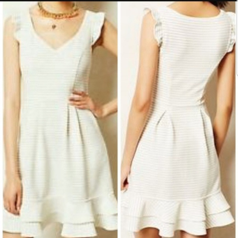 Anthropologie Maeve White pinstripe dress size 4